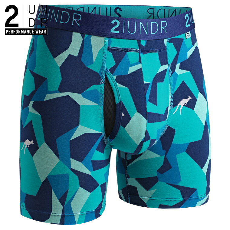 楽天メンズインナー通販2UNDRボクサーパンツ SWING SHIFT BOXER（WATER CAMO） 全米オープン リッキーファウラー 前開き モダール（レーヨン）生地 【2UNDR】立体裁断 陰嚢分離 爽やか感触 股間 蒸れない サラサラ素材 メンズ 下着 【2nw21aw】【prnt】