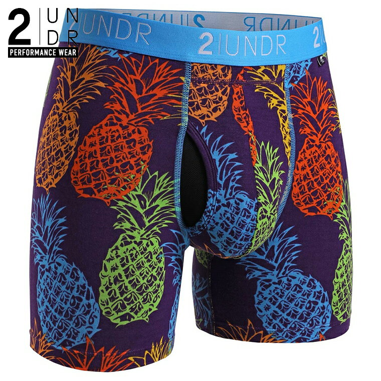 ボクサーパンツ SWING SHIFT BOXER(PINA COLADA) 全米オープン リッキーファウラー 前開き モダール（レーヨン）生地 【2UNDR】立体裁断 陰嚢ポケット 爽やか感触 股間 蒸れない サラサラ素材 メンズ 下着 【2nw21ss】【prnt】パイン 1