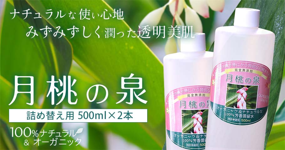 【楽天ランキング1位！】 化粧水 詰め替え 大容量 月桃の泉 500ml 2本組 芳香蒸留水 月桃 沖縄 50代 琉球 スキンケア オーガニック 国産 大人 ニキビ ケア 思春期 肌荒れ 美肌水 敏感肌 乾燥肌 無添加 ギフト 自然 しっとり 毛穴 顔 エイジングケア メンズ レディース 女性