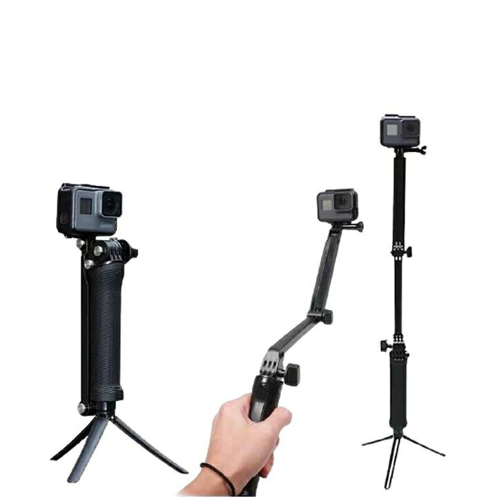 Gopro、アクションカメラ用 三つ折り 自撮り棒 マルチ セルフィスティック カメラ...