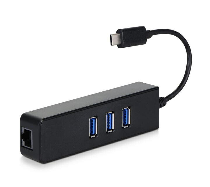 送料無料 USB3.0 to 3ポート USB3.0ハブ付 ハイスピード Gigabit 有線 LANアダプタ /USB3.0 マルチファンクション 10/100/1000BASE-T ギガビット イーサネット RJ45 LAN アダプタ ブラック (USB-A、USB-C)2タイプ選択
