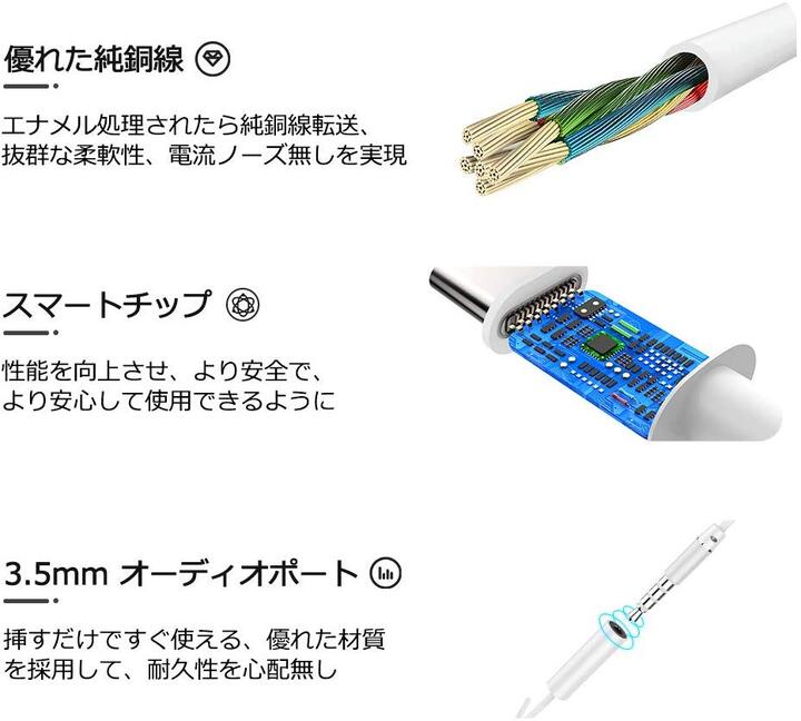 送料無料　USB C - 3.5MM イヤホン変換アダプタ オスーメス タイプC ヘッドフォンジャックアダプタ Type-C イヤホン変換ケーブル 音声変換ケーブル 音楽再生 for iPad Pro 11 2018/iPad Pro 12.9 2018/HTC/Google Pixel/ Huawei/Xperia/SONYなど対応