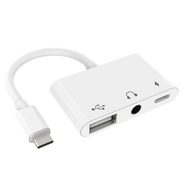 送料無料 USB C to audio 3.5mm 音声出力 USB2.0 OTG /Type-C PD 20V 3A 充電対応 3極イヤホン変換アダプタ 15cm ホワイト type-C to オーディオ 変換 充電 通話対応 ハイレゾ非対応 タイプC イヤホンジャック iPad Pro 11インチ/12.9インチ 2018モデル～