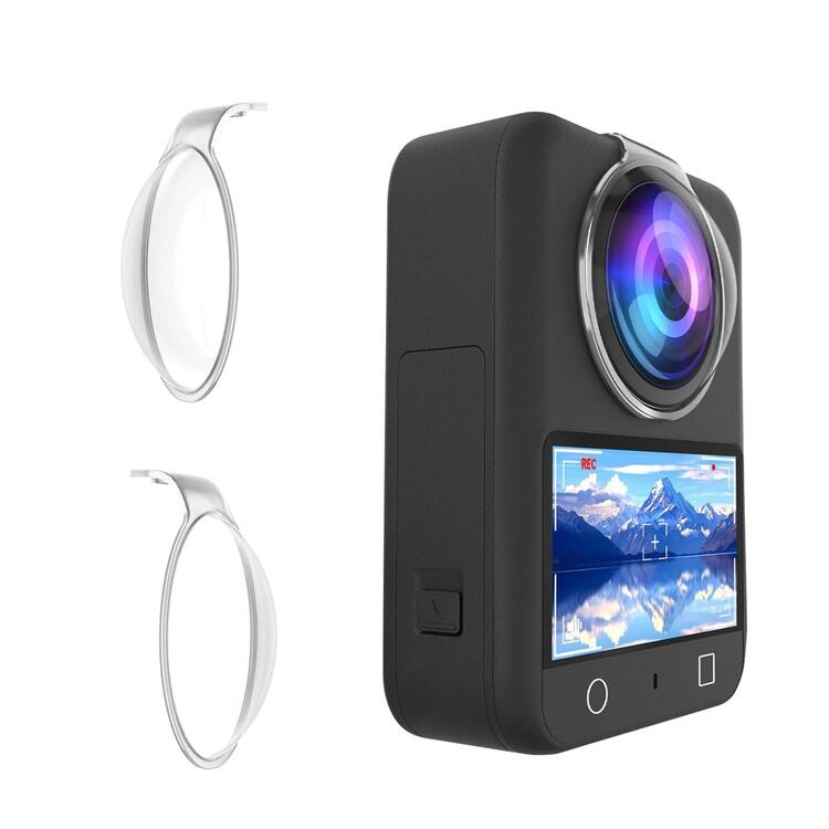 DJI Osmo 360用 嵌めこみ式 3D カメラレンズ保護フィルム PC素材 スクラッチ防止 キズ、割れ防止 レン..