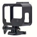 GoPro HERO12/ HERO11/ HERO10/ HERO9用 ハード フレーム 保護ケース アクションカメラアクセサリー 本体カバー プラスチックフレーム ホットシュー コールドシューマウント ボーダー ハウジング ケース アダプタ ネジセット ブラック