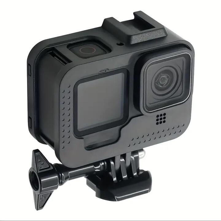 GoPro HERO 13/HERO 12/ HERO 11/ HERO 10/ HERO 9/ HERO 8用 ハード フレーム 保護ケース アクションカメラアクセサリー 本体カバー プラスチックフレーム ホットシュー コールドシューマウント ボーダー ハウジング ケース クイックリリースバックル 、ネジセット ブラック