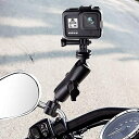 DJI Osmo Action、GoPro シリーズ、アクションカメラ対応 バックミラーポール コンロッド固定 ポール径9.5mm~16mm対応 オートバイ マウントホルダー 4種ポール径アダプタ付属 GoPro HERO8/ HERO7 / 6/5及びその他のアクションカメラ ブラック