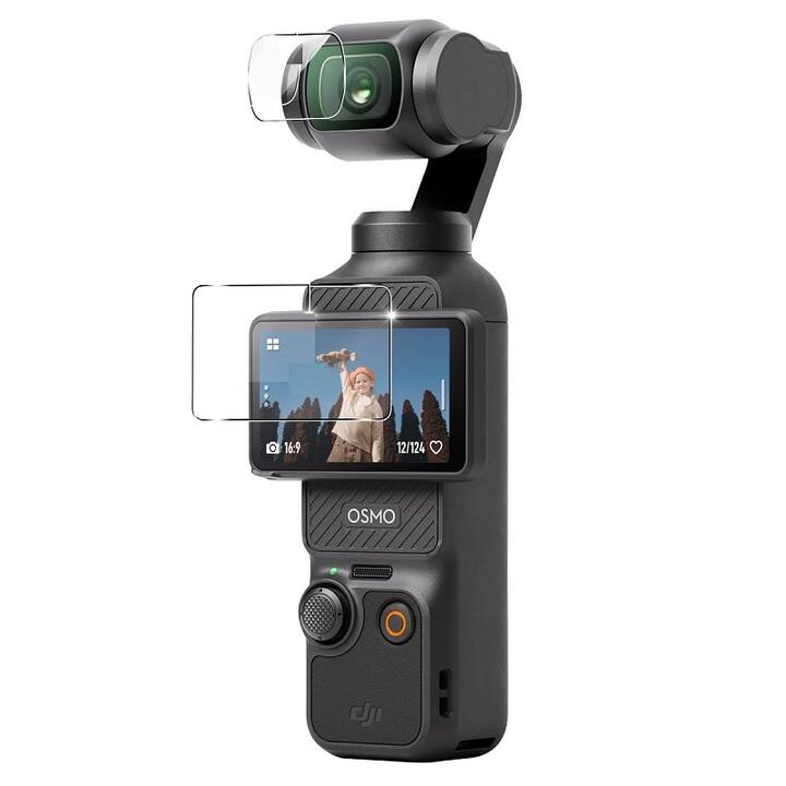 対応機種選択 DJI Osmo Pocket/DJI Pocket2/Osmo Pocket3用 レンズ、スクリーン フィルムセット カメラレンズ保護フィルム スクラッチ防止 キズ、割れ防止 レンズプロテクター、硬度9H、HD強化ガラス アクションカメラアクセサリー レンズフィルム、スクリーンフィルムセット