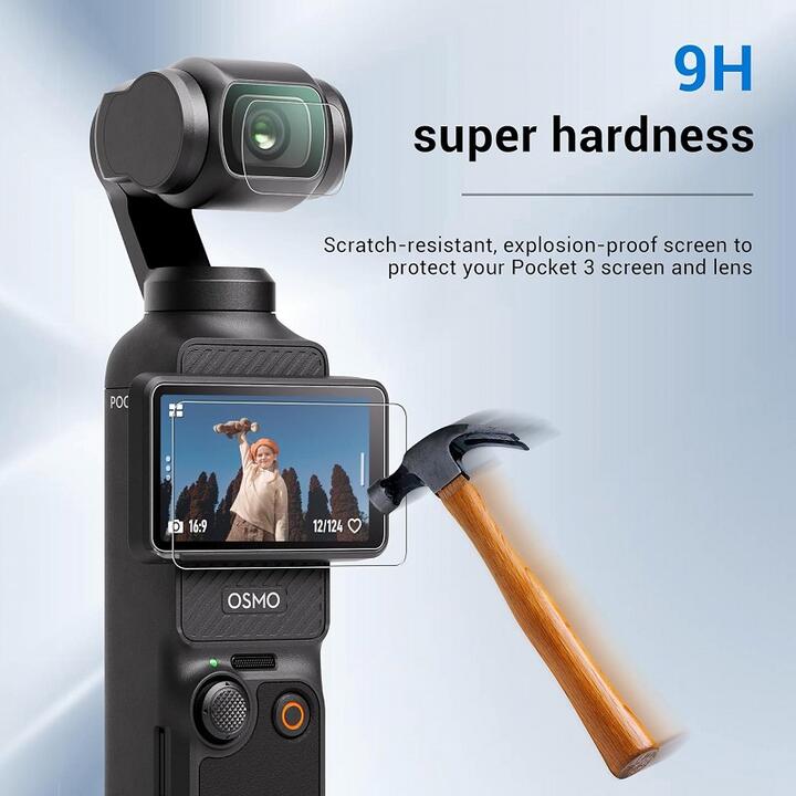 対応機種選択 DJI Osmo Pocket/DJI Pocket2/Osmo Pocket3用 レンズ、スクリーン フィルムセット カメラレンズ保護フィルム スクラッチ防止 キズ、割れ防止 レンズプロテクター、硬度9H、HD強化ガラス アクションカメラアクセサリー レンズフィルム、スクリーンフィルムセット 3