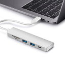 USB-C 5in1 カードリーダー USB3.0×2ポート ハブ付 Cメス給電ポート付 マルチ 変換アダプタ 30cm USB3.1 Type C to USB HUB SD/TF/MicroSD For New Macbook chromeBook Pixel Surface Book2※WINDOWS PC条件付