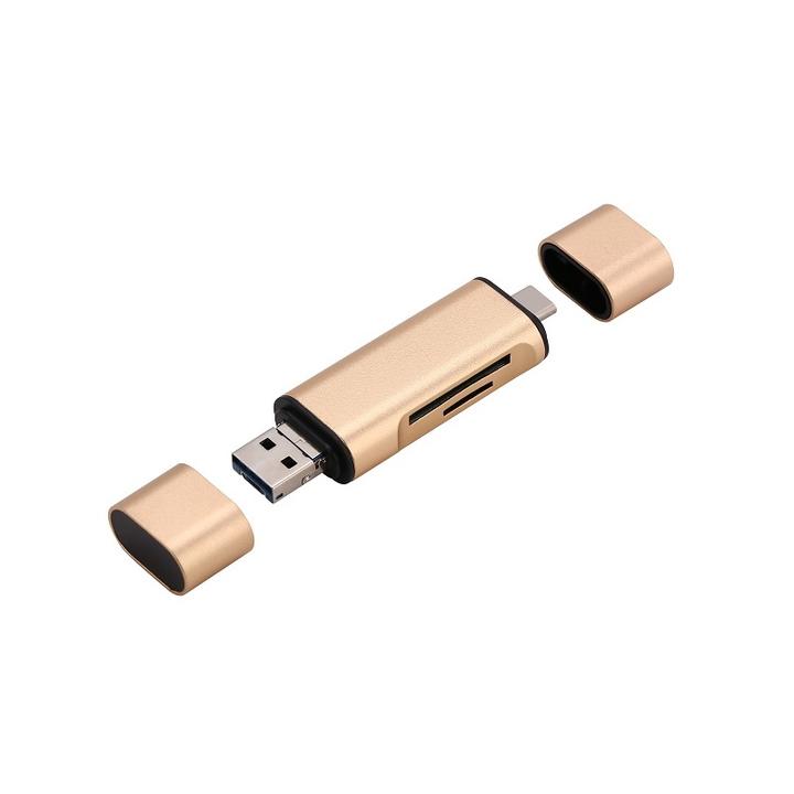 【マーサ・リンク】 USB A/C+Micro USB to SD HC /TF/MicroSD HC カードリーダー OTGアダプタ 16GBまで USB-C/USB Card Reader For Type-C SmartPhone & PC For Macbook 12 インチ ChromeBook …