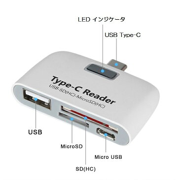 【マーサ・リンク】 USB Type-C to USB+SD(HC)/TF/MicroSD(HC) カードリーダー OTGアダプタ USB C Card Reader Connection Kit For Type-C SmartPhone & PC For Macbook 12 インチ、ChromeBook Pixel、Nexus 6P、Nexus 5X、Pixel C、 Lumia 950/ 950XL、Nokia N1