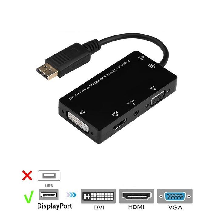 送料無料 DisplayPort to VGA Audio/HDMI/DVI マルチ 変換アダプタ 3画面同時ミラーリング出力 DP-DVI(24 1)ピン/VGA ミニ D-Sub 15ピン/HDMI 映像1080P 3.5mmオーディオ出力For Lenovo/HP/Dellなど対応