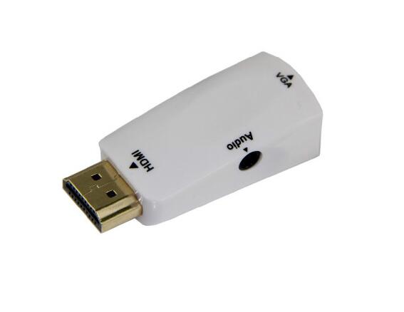 送料無料 HDMI to VGA D-Sub 15ピン 変換アダプタ オス-メス オーディオ出力対応 720P/1080i/1080Pサポート 4.5cm 超小型