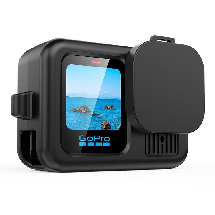 GoPro HERO 13用 シリコン 保護ケース アクションカメラアクセサリー カメラレンズ保護カバー カメラレンズキャップ 本体カバー ソフトカバー カメラキャップ 紛失防止カバー ストラップ付 バッテリーカバー 電池蓋 （ブラック、ブルー）2色選択