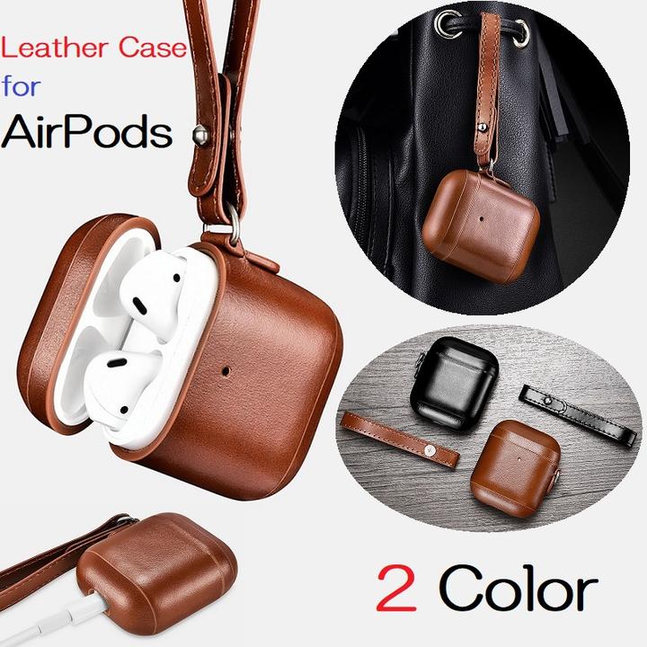 訳あり iCARER IAP050/030/029 アップル AirPods Pro エアポッズ 2用 ストラップ付 本革 ビンテージレザー AirPods2 保護ケース 充電可能 携帯便利 インジケータ LED指示灯 孔あり、孔なし エアポッズケース(ブラック、ブラウン、レッド)3カラー選択