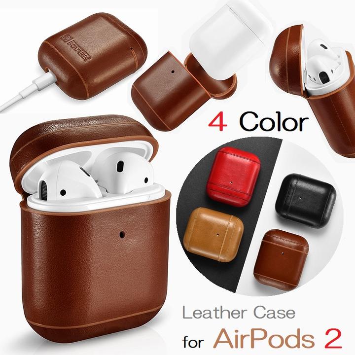 訳あり iCARER IAP031/018 アップル AirPods エアポッズ 2用 本革 ビンテージレザー AirPods2 保護ケース セットしたまま充電可能 携帯便利 インジケーター LED 指示灯 孔あり、孔なし エアポッズケース レザーケース（ブラック、ブラウン、レッド）3カラー選択