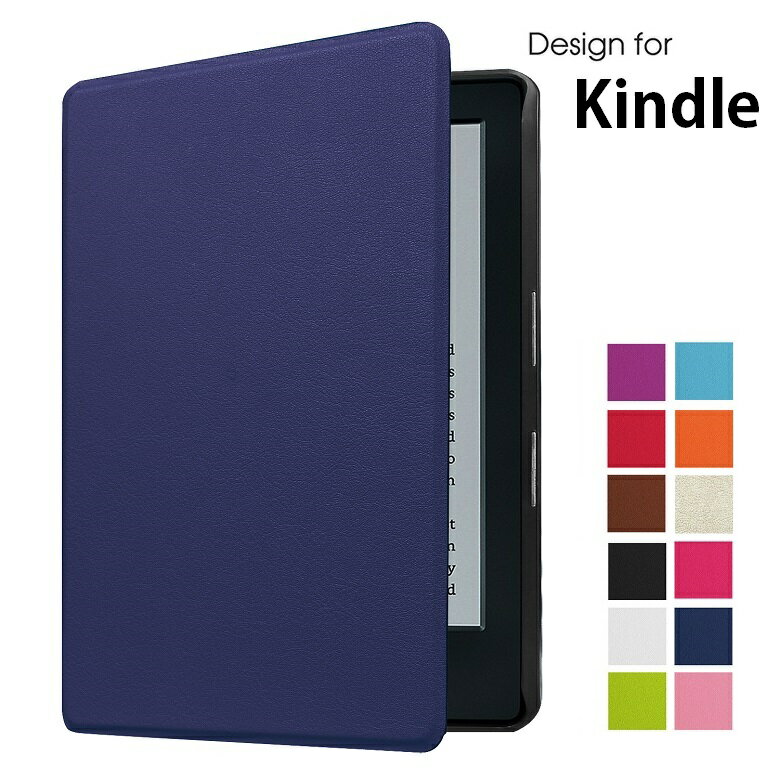 NEW Kindle 第10世代 2019 6インチ/第8世代 2016 6インチ/Kindle Paperwhite 2018 第10世代 選択 PU革 スマート カバー ケース 手帳型 ブックタイプ(ブラック ブラウン ネイビー ホワイト ゴールド ローズ ピンク)7色選択