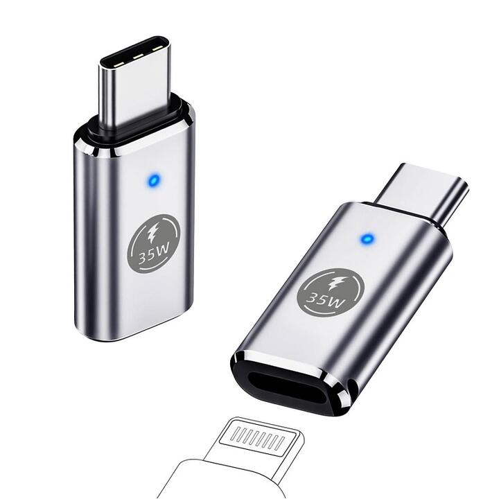 送料無料 Lightning-USB タイプCメス 充電、データ アダプタ 35W オスーメス 3cm Type Cを持つiPhone 15/15 Plus/15 Pro /15 Pro Max /iPad Pro 11インチ/12.9インチ/Air4/Air5/iPad 10 10.9インチ対応 ストラップ孔あり (ブラック、スペースグレイ、シルバー) 3色選択
