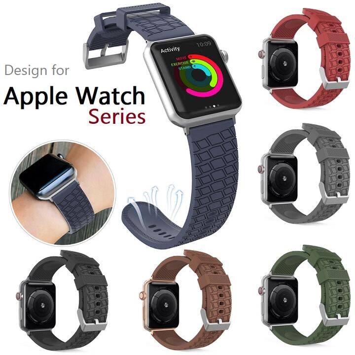 Apple Watch 1 2 3 4 5 6 7 SE アップル ウォッチ シリーズ用 シリコン バンド ウォッチバンド ベルト専用 スポーツバンド 通気 汚れ防..