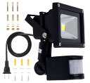 SenMeiGuang 10W LED投光器人感センサーライト屋外100v PIR 防犯ライト昼白色 6000K IP66防水防雨安全非常灯 自動消灯 高輝度 ...
