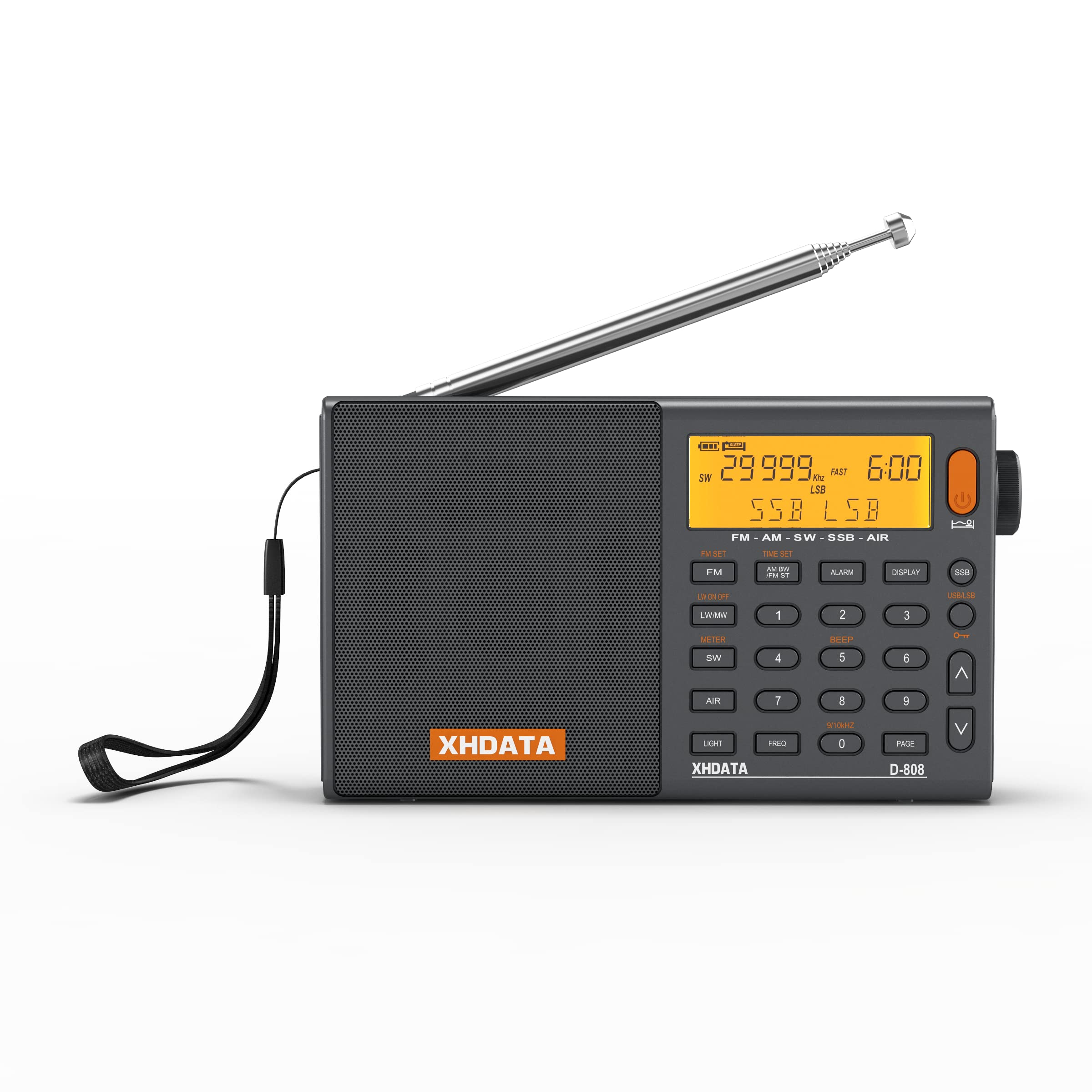 XHDATA D-808 ポータブルラジオ FM AM SW LW ワイドFM エアバンド SSB BCL DSP RDS ポケットラジオ 高感度 小型 電池式 充電式 スリープ機能付き 目覚まし時計 日本語説明書付き