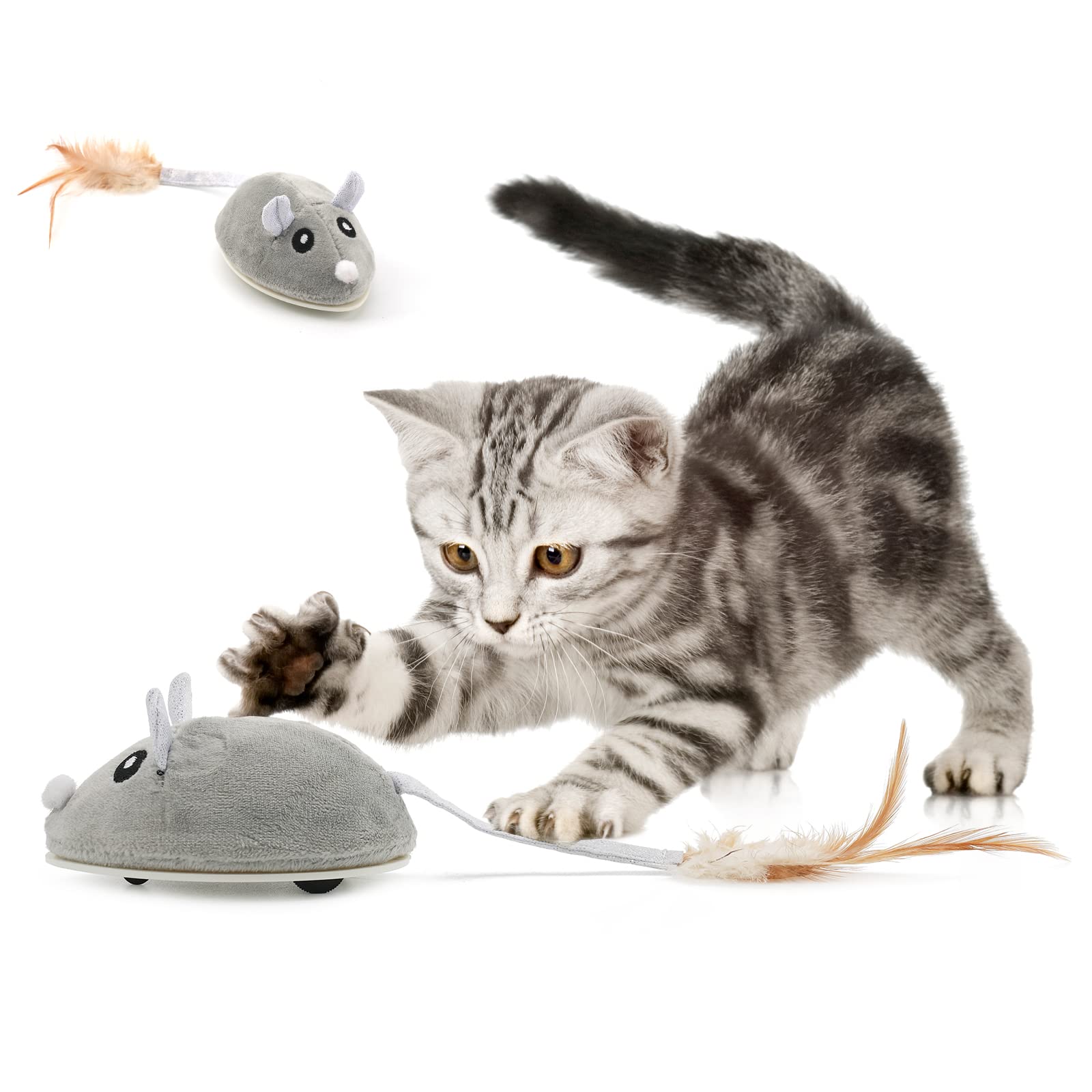 WHDPETS 猫じゃらし 電動ネズミ 猫 ネズミおもちゃ 自動 猫おもちゃ ネズミ玩具 噛むおもちゃ 猫遊び ..