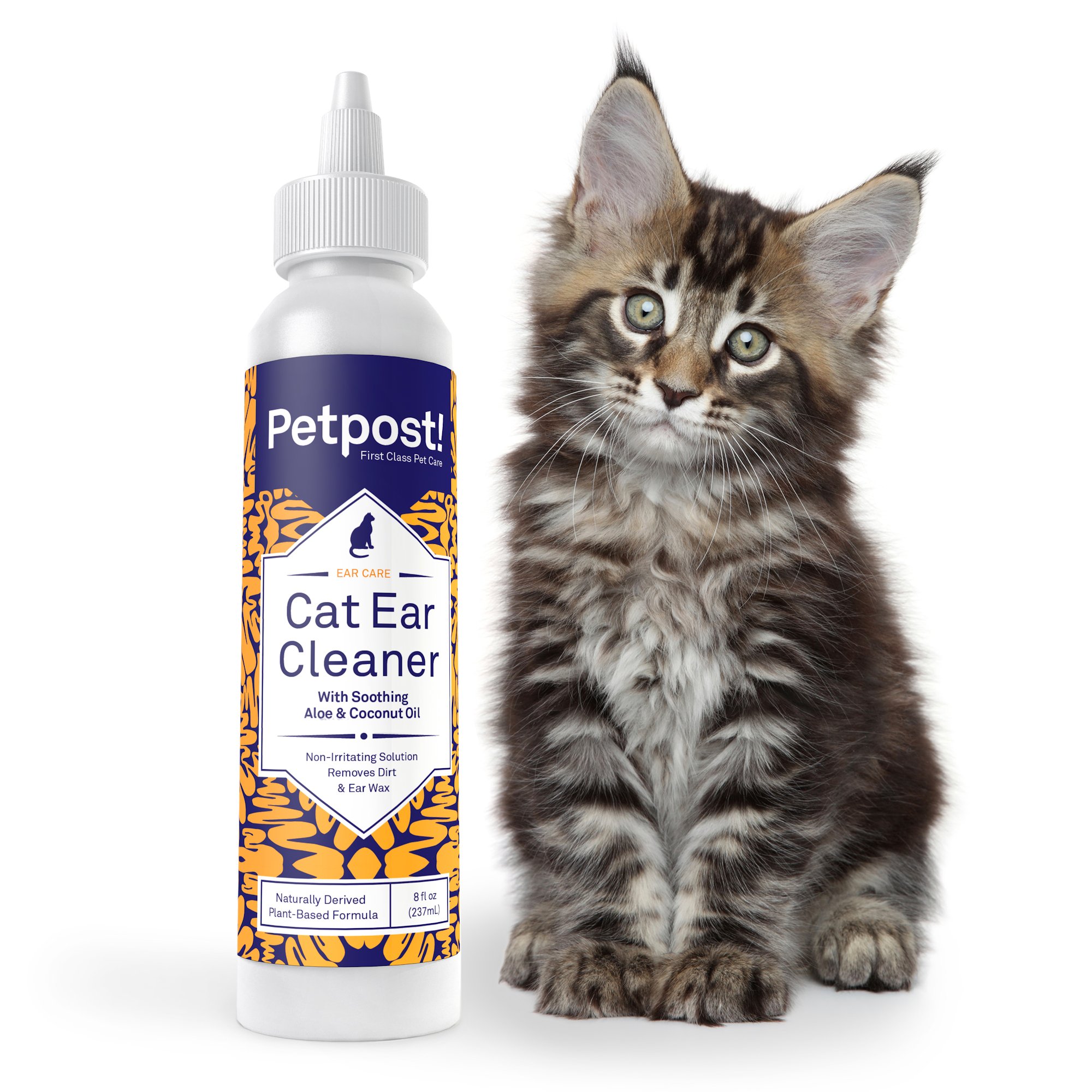 Petpost | ネコ用耳クリーナー - ネコちゃんのための最高の耳ダニ治療、天然ココナッツオイルの治療液、アルコールと薬物は含みません - 8オンス