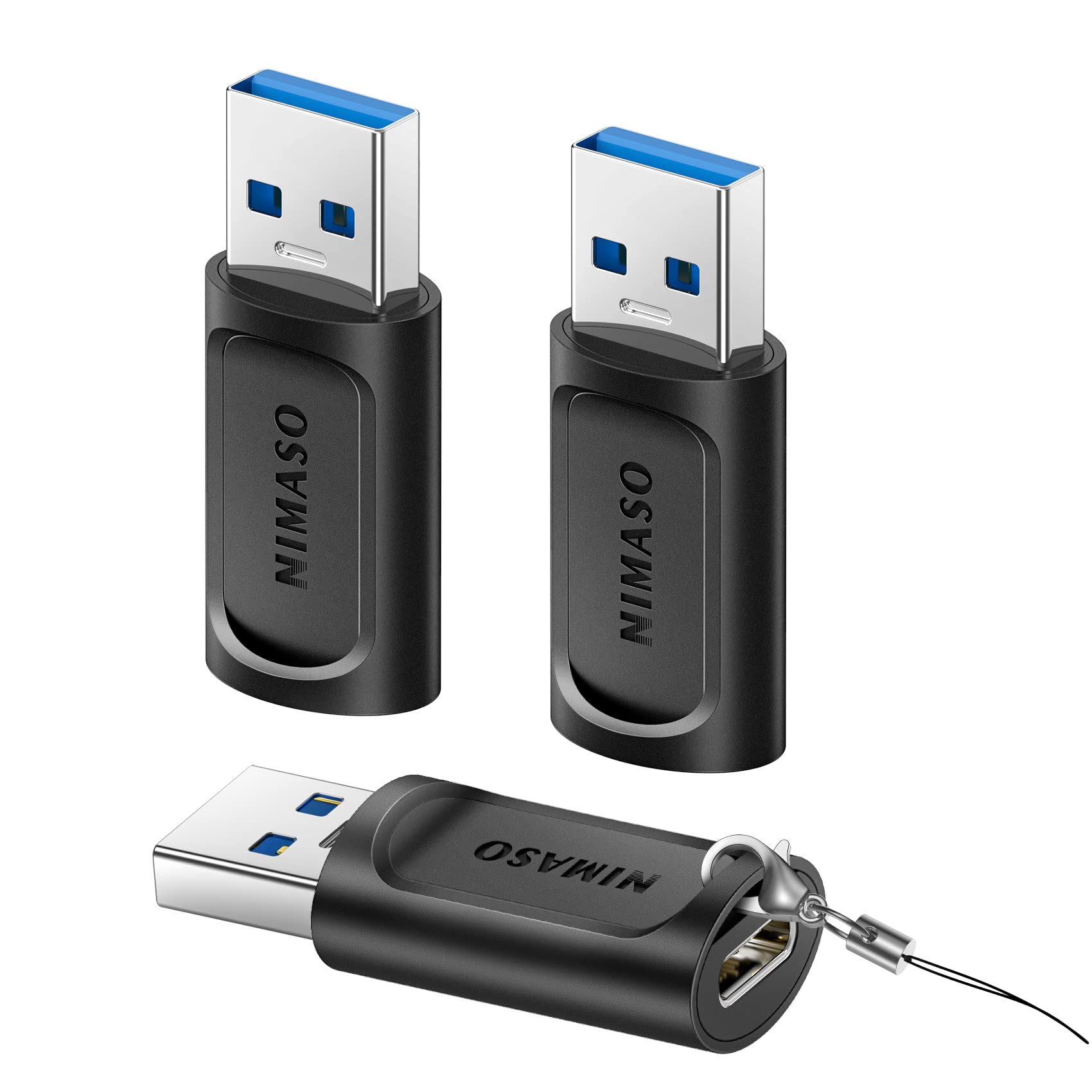 NIMASO USB Type-C 変換アダプタ【3個セット USB3.0高速データ転送】 QC3.0急速充電 Type Cメス- USB3.0オス 変換アダプタ 小型 iphone/ipad/Huawei/MacBook/Samsungなど スマホ パソコン機種適用 タイプc 変換コネクタ NAD21D214