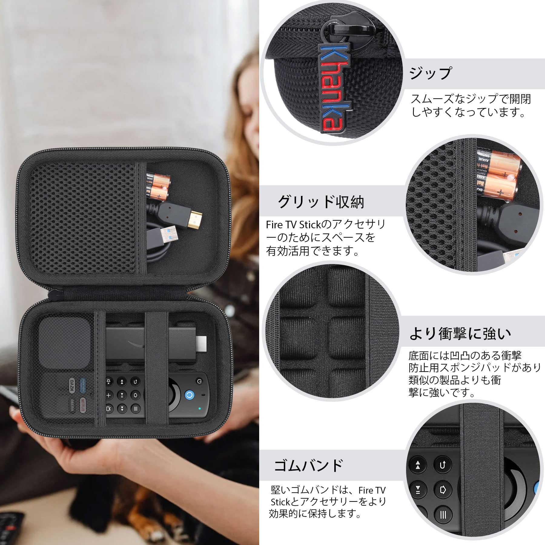（ケースのみ/Just Case）Fire TV Stick(New モデル) /Fire TV Stick 4K /Fire TV Stick 4K Max 専用収納 ケース-Khanka
