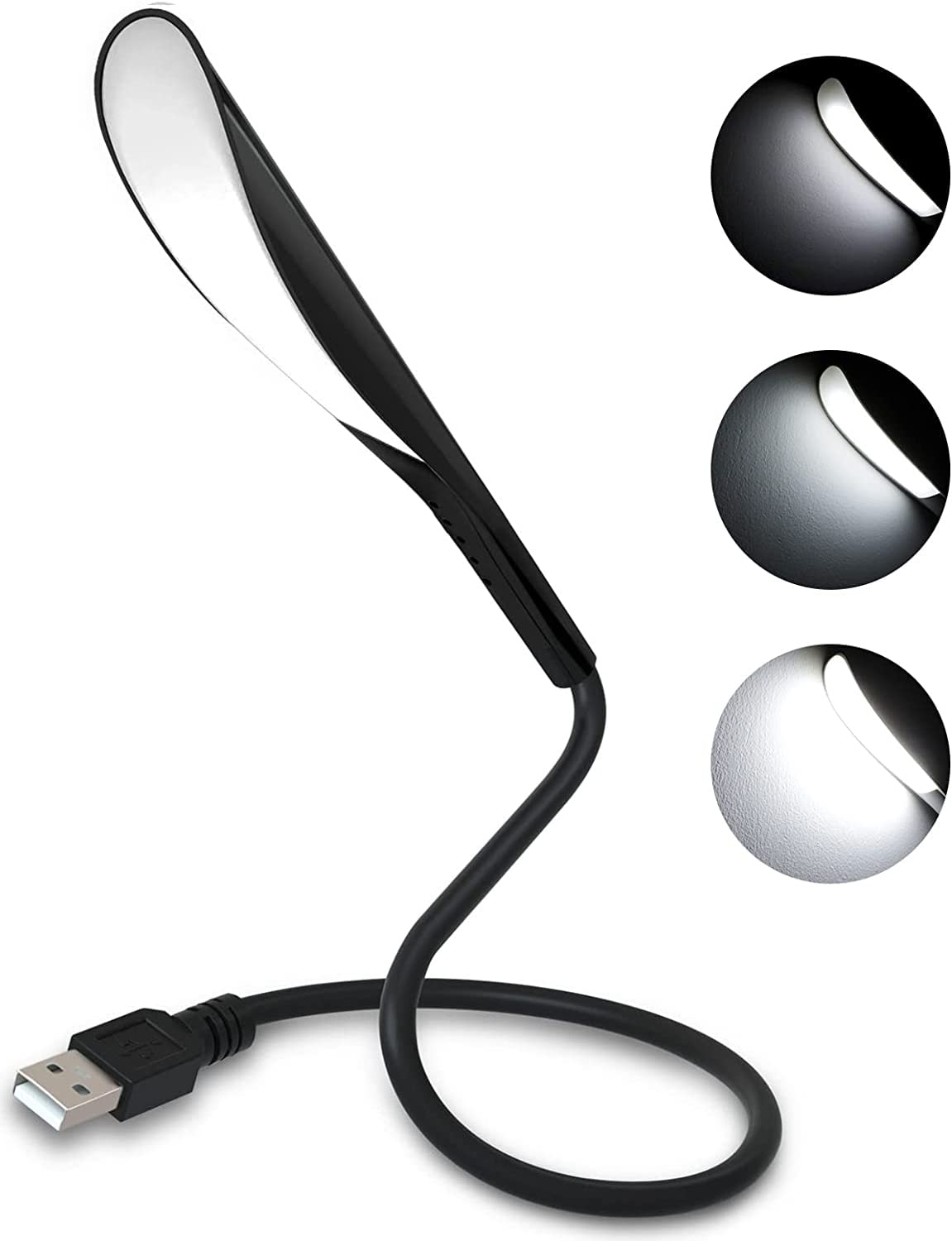 LEDBOKLI USBライト led読書ライト DC5V 2.8W 14LED個ビーズ 3段階調光 タッチスイッチ 手元ライト 明るい USBランプ フレキシブルタイプ 軽量 ブラック車用 イルミネーション