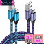 Viviber マイクロ usb ケーブル Micro B ケーブル【1.8M/2色】2.4A急速充電 PS4 充電ケーブル ナイロン..