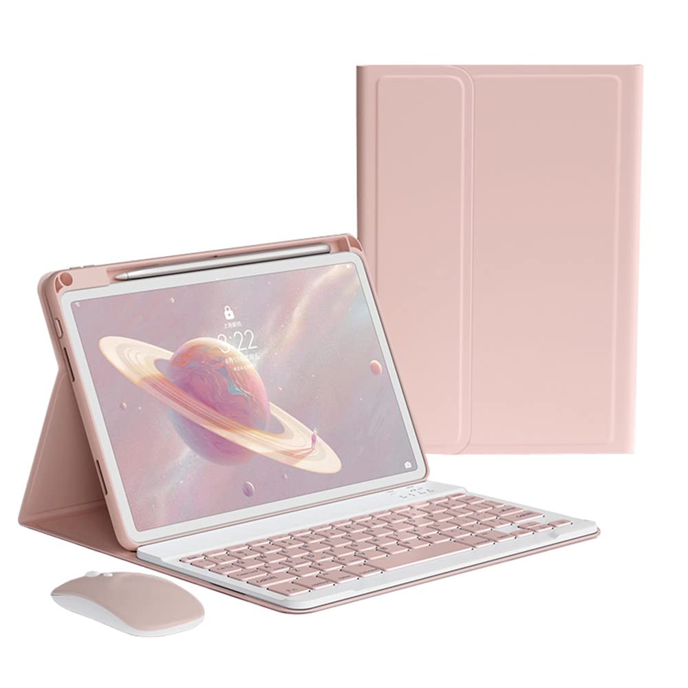 iPad 第 9 / 8 / 7 世代 iPad 10.2 キーボードケース ワイヤレス マウス付き iPad Air 3 iPadPro10.5 カバー Apple Pencil 収納可能 取り外し可能 分離式 アイパッド カラーキーボード レディース 可愛い ビジネス (ピンク)