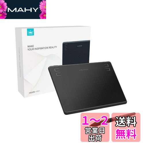 HUION ペンタブレット HS64 ペンタブ 板タブ スマホ対応 android対応 windows mac対応 筆圧感知 8192 充電不要ペン 4個のショートカット 左利き クリスタ お絵描き イラスト