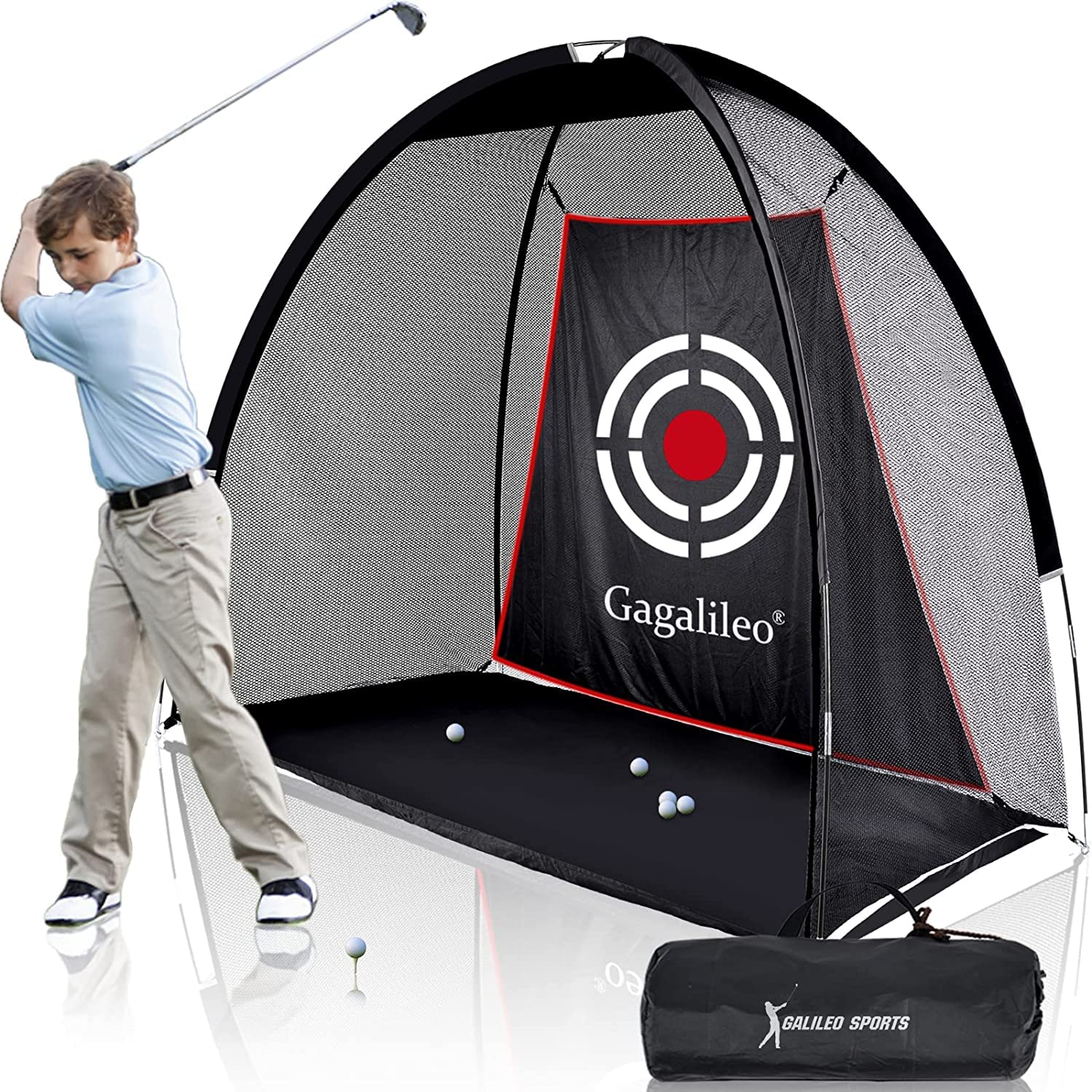 Gagalileo ゴルフネット 2x1.5x1m 室内屋外 練習用ネット 設置簡単 キャリーバッグ付き