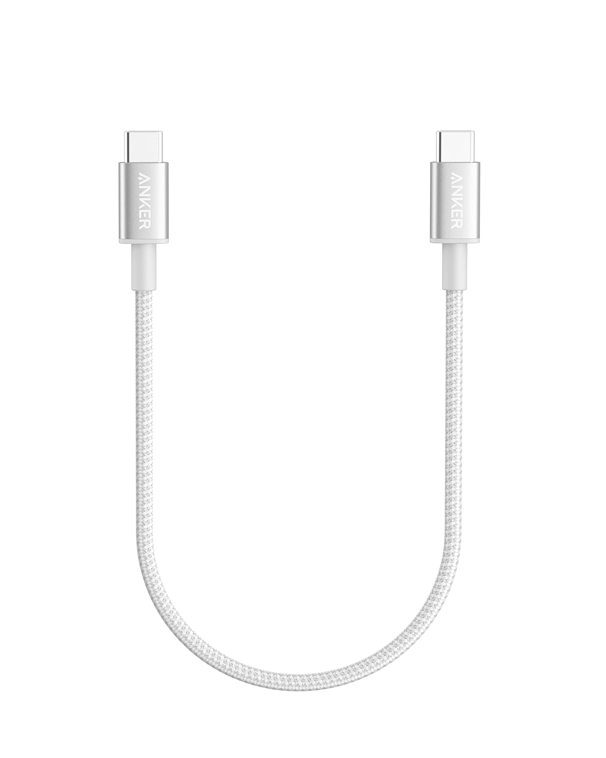 Anker 331 高耐久ナイロン USB-C ＆ USB-C ケーブル 60W USB PD対応 MacBook Pro iPad Pro iPad Air 4 Galaxy S21 Pixel LG 他対応 (0.3m シルバー)