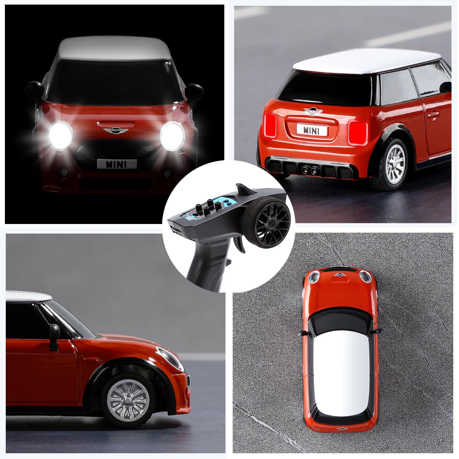 DEERC ラジコン ラジコンカー 子供向け ホビー おもちゃ 車 ミニRCカー BMW ミニクーパー RTR RCカーモデル ミニRCバギー リモコンカー 1/76 30分連続使用 全比例コントロール 2.4GHz LEDライト Type-C充電 男の子 こども 大人 小学生 中学生 6歳 8歳 10歳 誕生日 プレゼ