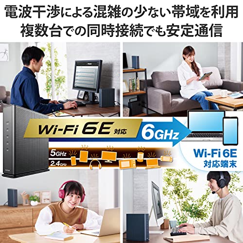 エレコム 無線LAN WiFi ルーター Wi-Fi6E AX5400 2402+2402＋574Mbps IPv6(IPoE)対応 グレー / 戸建3階 マンション4LDK WRC-XE5400GSA-G