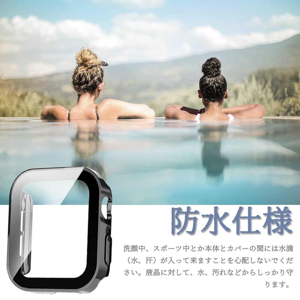 Miimall対応Apple Watch 6/SE/4/5 新型防水ケース 直角タイプ 防水 くもり止め アップルウォッチ6 40mm 一体型新型ケース防塵 防曇 フイルム スポーツ 傷防止 防衝撃 全面保護ケース Apple Watch SE カバー（40mm|ブラック）