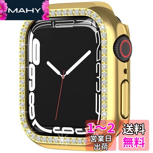 Miimall【2021新モデル】Apple Watch Series 8/7 41mm 専用ケース ラインストーン お洒落 傷防止 超簿軽量 PC材質 アップルウォッチ 7 41mm カバー 衝撃吸収 装着簡単 Apple Watch 7 ケース（41mm|ゴールド）