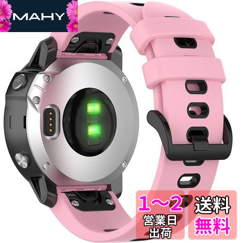 [Miimall] 対応Garmin Fenix 7X/Fenix 7X Sapphire Dual Power/Fenix 6X/Fenix 6X GPS/Fenix 6X PRO バンド 26mm Fenix 7X 通気性ベルト 柔軟なシリコン 簡単取付 調節可能 軽量 2色デザイン Fenix 7X ベルト 多色選択 男女通用（ブラックピンク）