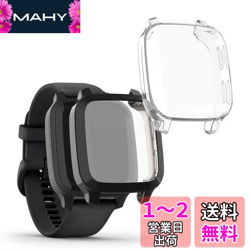kwmobile 2x ケース 対応: Garmin Venu Sq Music/Sq カバー - フルカバー シリコン 耐衝撃 全体保護 透明/黒色 kwmobile 2x ケース 対応: Garmin Venu Sq Music/Sq カバー - フルカバー シリコン 耐衝撃 全体保護 透明/黒色
