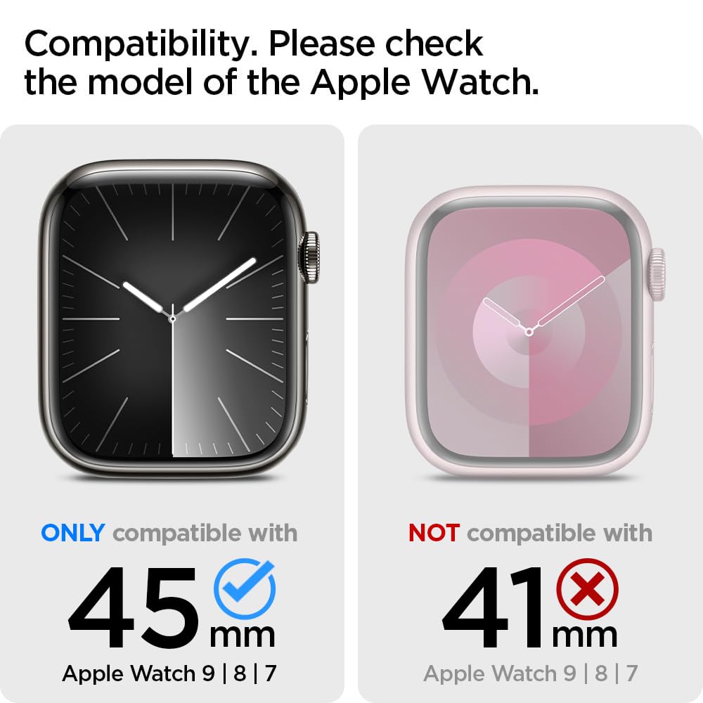 Spigen Apple Watch ケース 45mm 【 Series 9 / 8 / 7 対応 】 落下 衝撃 吸収 TPU ポリカーボネート 透明 クリア 薄型 カバー ウルトラ・ハイブリッド ACS04611 (クリスタル・クリア)