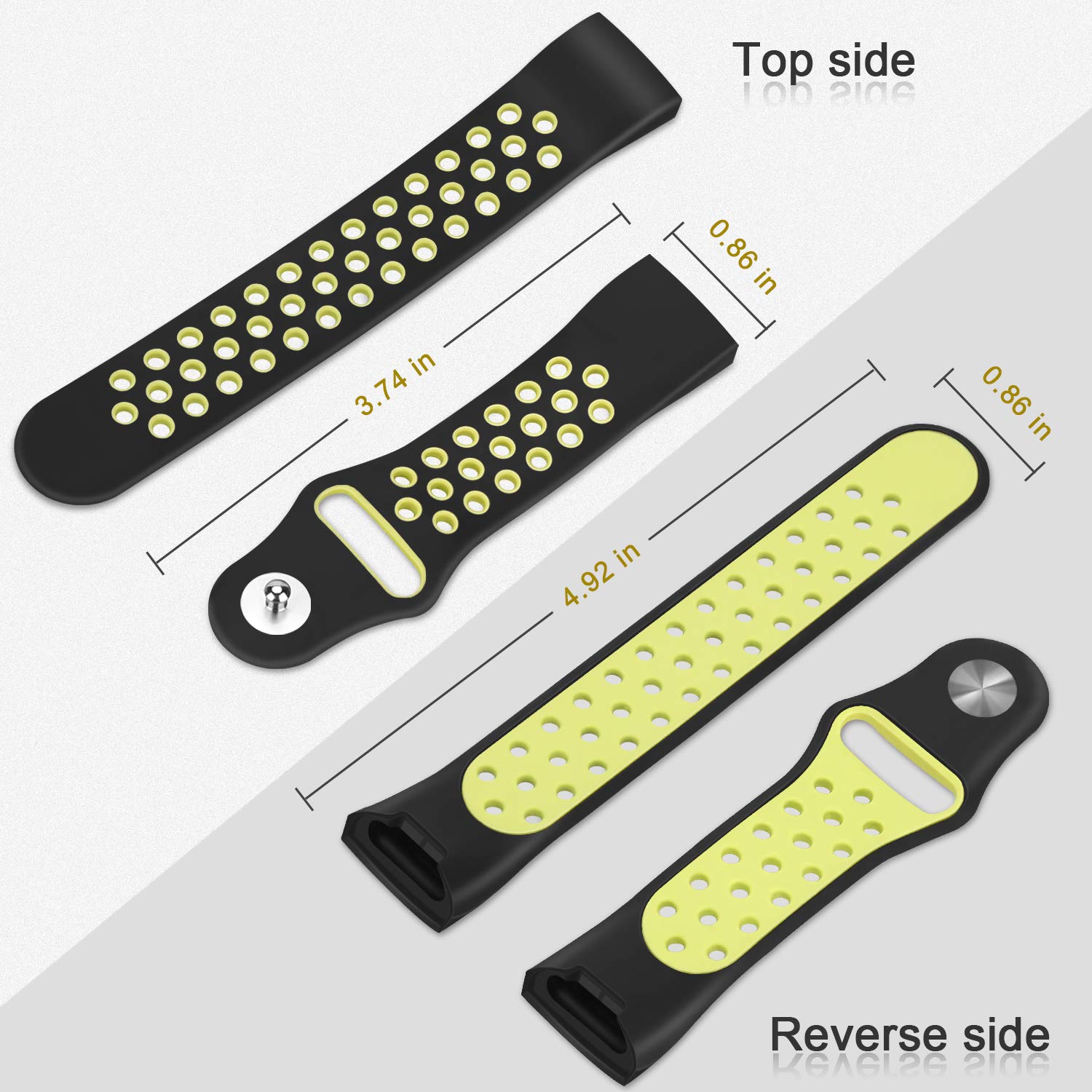 for Fitbit Charge 4/ Fitbit Charge 3 バンド/ベルト交換用バンド 柔らかいシリコンバンド 調整可能 多色選択 スポーツ 交換ベルド (ブラックイエロー)