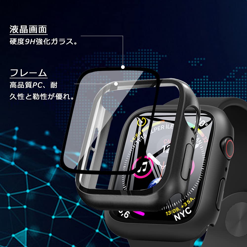 TEMEDO 対応 Apple Watch ケース 49mm 45mm 44mm 41mm 40mm アップルウォッチ カバー PC素材 Apple Watch カバー 全面保護 二重構造 アップルウォッチ ケース ガラスフィルム 一体型 Apple Watch se 第二世代/se/6/5/4 アップルウォッチse 第二世代/se/6/5/4 対応(40mm,
