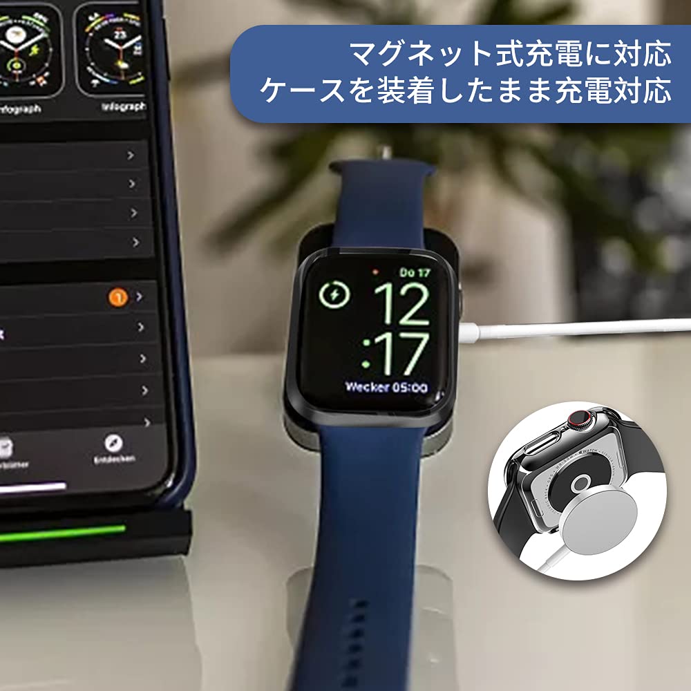 TEMEDO 対応 Apple Watch ケース 49mm 45mm 44mm 41mm 40mm アップルウォッチ カバー PC素材 Apple Watch カバー 全面保護 二重構造 アップルウォッチ ケース ガラスフィルム 一体型 Apple Watch se 第二世代/se/6/5/4 アップルウォッチse 第二世代/se/6/5/4 対応(40mm,