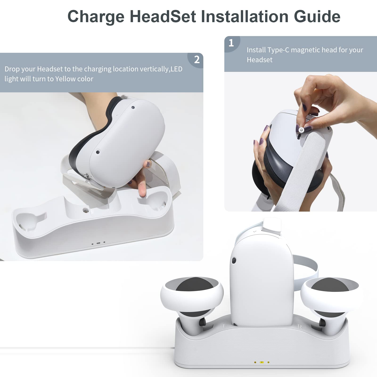 Uniraku 充電ドックMeta 充電ドック VRヘッドセットとTouchコントローラーを同時に充電でき マグネット式充電スタンド 先進の充電技術を採用 置くだけで充電できます 充電と収納用充電ステーション ホワイト