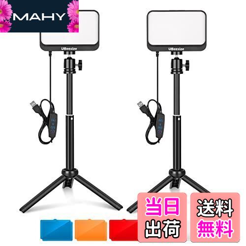 【送料無料】UBeesize 撮影ライト 2本セット ビデオライト 三脚スタンド カラーフィルター付き（2セッ..