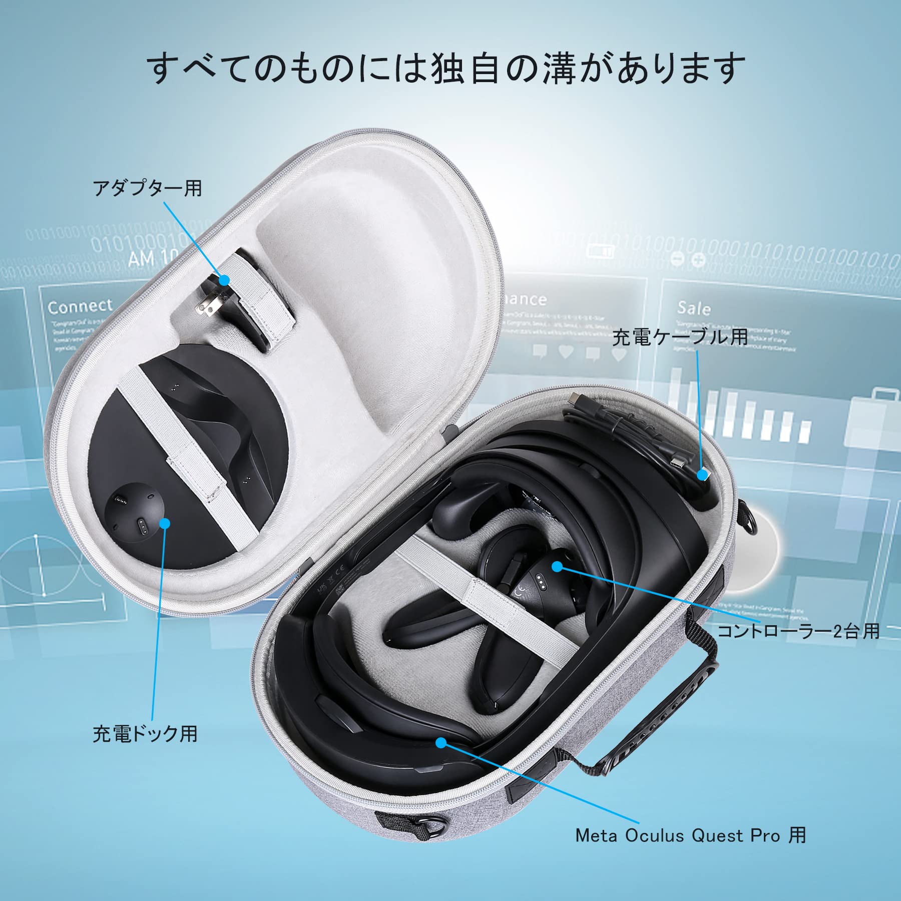【Aenllosi 専用収納ケース】互換品 Meta Quest 3/Quest Pro VRヘッドセット スーツケース 傷や衝撃に強い アッシュホワイト（ケースのみ）