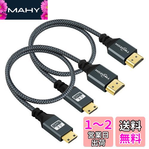 Twozoh Mini HDMI - HDMIケーブル 0.3M 2本入